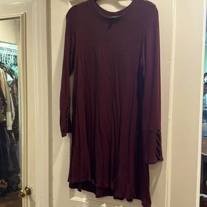 Soft, Long Sleeve Burgundy Dress